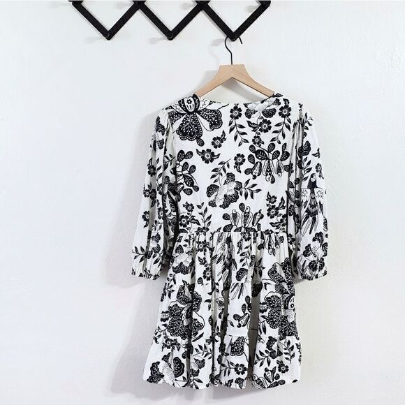 Farm Rio X Anthropologie Printed Wrap Long Sleeve Mini Dress Size Medium NWT - Picture 9 of 10